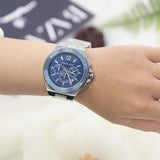 Buy Shop Michael Kors Lennox Chronograph Blue Dial Silver Steel Strap Watch For Men - MK8938 USA Online