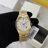 Buy Shop Michael Kors Lennox Chronograph White Dial Gold Steel Strap Watch For Men - MK9120 USA Online