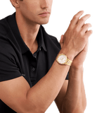 Buy Shop Michael Kors Lennox Chronograph White Dial Gold Steel Strap Watch For Men - MK9120 USA Online