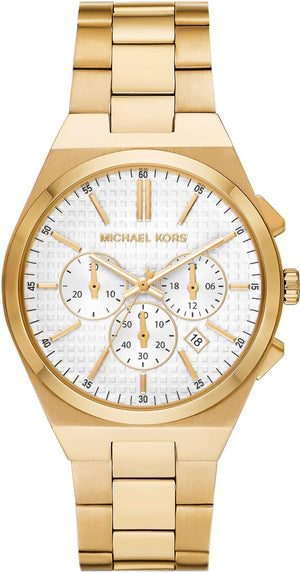Buy Shop Michael Kors Lennox Chronograph White Dial Gold Steel Strap Watch For Men - MK9120 USA Online