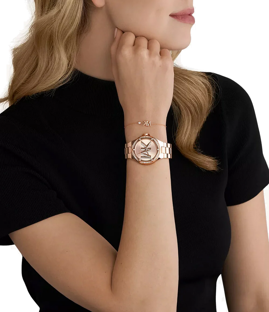 Buy Shop Michael Kors Lennox Three Hand Rose Gold Dial Rose Gold Steel Strap Watch For Women - MK1063 USA Online