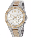 Buy Shop Michael Kors Lennox Pave Crystals Chronograph White Dial Two Tone Steel Strap Watch for Men - MK9150 USA Online