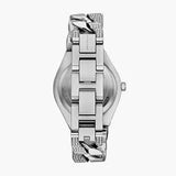 Buy Shop Michael Kors Lennox Pave Three-Hand Crystals Silver Dial Silver Steel Strap Watch for Women - MK7488 USA Online