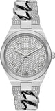 Buy Shop Michael Kors Lennox Pave Three-Hand Crystals Silver Dial Silver Steel Strap Watch for Women - MK7488 USA Online