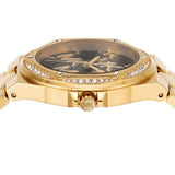Buy Shop Michael Kors Lennox Quartz Black Dial Gold Steel Strap Watch For Women - MK7404 USA Online