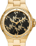 Buy Shop Michael Kors Lennox Quartz Black Dial Gold Steel Strap Watch For Women - MK7404 USA Online