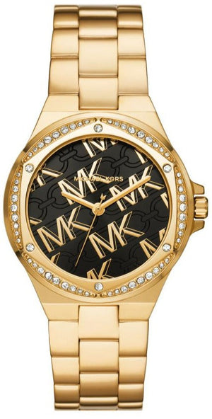 Buy Shop Michael Kors Lennox Quartz Black Dial Gold Steel Strap Watch For Women - MK7404 USA Online