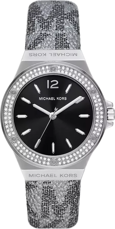 Buy Shop Michael Kors Lennox Quartz Black Dial Grey Leather Strap Watch For Women - MK7309 USA Online