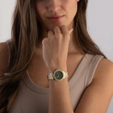 Buy Shop Michael Kors Lennox Quartz Green Dial Gold Steel Strap Watch For Women - MK7395 USA Online