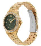 Buy Shop Michael Kors Lennox Quartz Green Dial Gold Steel Strap Watch For Women - MK7395 USA Online