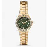 Buy Shop Michael Kors Lennox Quartz Green Dial Gold Steel Strap Watch For Women - MK7395 USA Online