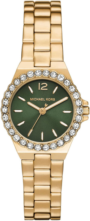 Buy Shop Michael Kors Lennox Quartz Green Dial Gold Steel Strap Watch For Women - MK7395 USA Online