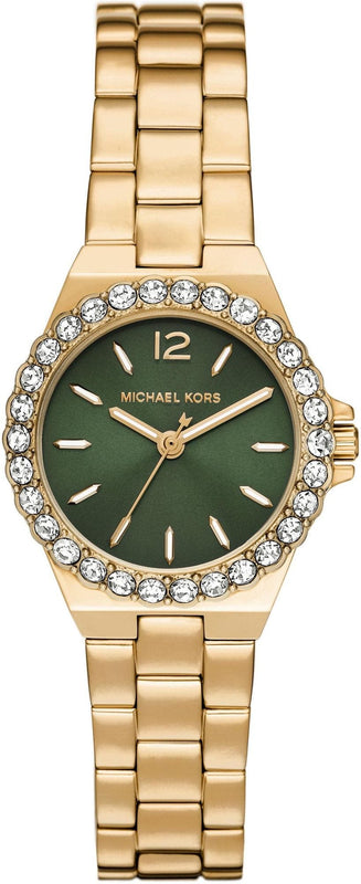 Buy Shop Michael Kors Lennox Quartz Green Dial Gold Steel Strap Watch For Women - MK7395 USA Online