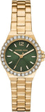 Buy Shop Michael Kors Lennox Quartz Green Dial Gold Steel Strap Watch For Women - MK7395 USA Online