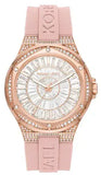 Buy Shop Michael Kors Lennox Three-Hand Analog White Dial Pink Silicone Strap Watch For Women - MK7334 USA Online