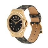 Buy Shop Michael Kors Lennox Three Hand Black Dial Black Leather Strap Watch For Women - MK7307 USA Online