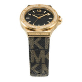 Buy Shop Michael Kors Lennox Three Hand Black Dial Black Leather Strap Watch For Women - MK7307 USA Online