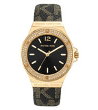 Buy Shop Michael Kors Lennox Three Hand Black Dial Black Leather Strap Watch For Women - MK7307 USA Online