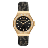 Buy Shop Michael Kors Lennox Three Hand Black Dial Black Leather Strap Watch For Women - MK7307 USA Online