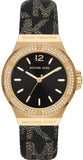 Buy Shop Michael Kors Lennox Three Hand Black Dial Black Leather Strap Watch For Women - MK7307 USA Online