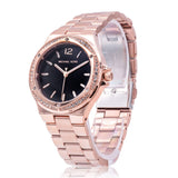 Buy Shop Michael Kors Lennox Three-Hand Black Dial Rose Gold Steel Strap Watch For Women - MK7233 USA Online