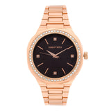 Buy Shop Michael Kors Lennox Three-Hand Black Dial Rose Gold Steel Strap Watch For Women - MK7233 USA Online
