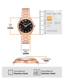 Buy Shop Michael Kors Lennox Three Hand Black Dial Rose Gold Steel Strap Watch For Women - MK7392 USA Online
