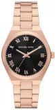 Buy Shop Michael Kors Lennox Three Hand Black Dial Rose Gold Steel Strap Watch For Women - MK7392 USA Online