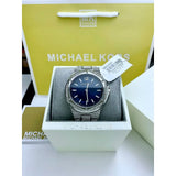 Buy Shop Michael Kors Lennox Three Hand Blue Dial Silver Steel Strap Watch For Women - MK6990 USA Online
