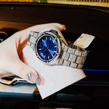 Buy Shop Michael Kors Lennox Three Hand Blue Dial Silver Steel Strap Watch For Women - MK6990 USA Online