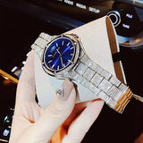 Buy Shop Michael Kors Lennox Three Hand Blue Dial Silver Steel Strap Watch For Women - MK6990 USA Online