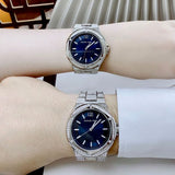 Buy Shop Michael Kors Lennox Three Hand Blue Dial Silver Steel Strap Watch For Women - MK6990 USA Online