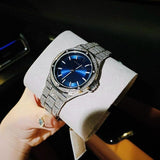Buy Shop Michael Kors Lennox Three Hand Blue Dial Silver Steel Strap Watch For Women - MK6990 USA Online