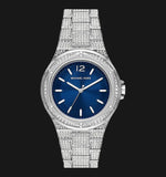 Buy Shop Michael Kors Lennox Three Hand Blue Dial Silver Steel Strap Watch For Women - MK6990 USA Online