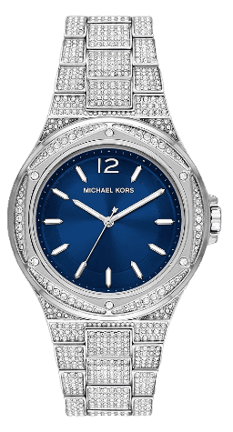 Buy Shop Michael Kors Lennox Three Hand Blue Dial Silver Steel Strap Watch For Women - MK6990 USA Online