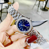 Buy Shop Michael Kors Lennox Three-Hand Blue Dial Silver Steel Strap Watch For Women - MK7397 USA Online