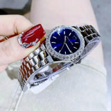 Buy Shop Michael Kors Lennox Three-Hand Blue Dial Silver Steel Strap Watch For Women - MK7397 USA Online