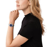 Buy Shop Michael Kors Lennox Three-Hand Blue Dial Silver Steel Strap Watch For Women - MK7397 USA Online