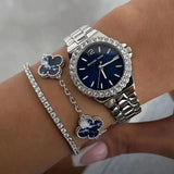 Buy Shop Michael Kors Lennox Three-Hand Blue Dial Silver Steel Strap Watch For Women - MK7397 USA Online