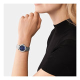 Buy Shop Michael Kors Lennox Three-Hand Blue Dial Silver Steel Strap Watch For Women - MK7397 USA Online