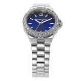 Buy Shop Michael Kors Lennox Three-Hand Blue Dial Silver Steel Strap Watch For Women - MK7397 USA Online