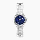 Buy Shop Michael Kors Lennox Three-Hand Blue Dial Silver Steel Strap Watch For Women - MK7397 USA Online