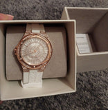 Buy Shop Michael Kors Lennox Three-Hand Crystals Dial White Silicone Strap Watch For Women - MK7248 USA Online