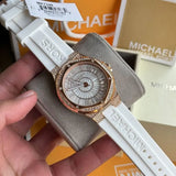 Buy Shop Michael Kors Lennox Three-Hand Crystals Dial White Silicone Strap Watch For Women - MK7248 USA Online