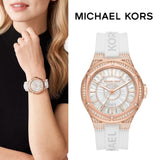 Buy Shop Michael Kors Lennox Three-Hand Crystals Dial White Silicone Strap Watch For Women - MK7248 USA Online