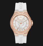 Buy Shop Michael Kors Lennox Three-Hand Crystals Dial White Silicone Strap Watch For Women - MK7248 USA Online