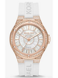 Buy Shop Michael Kors Lennox Three-Hand Crystals Dial White Silicone Strap Watch For Women - MK7248 USA Online