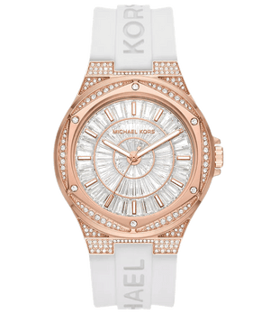 Buy Shop Michael Kors Lennox Three-Hand Crystals Dial White Silicone Strap Watch For Women - MK7248 USA Online