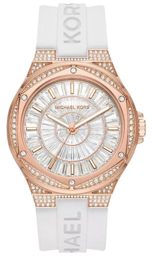 Buy Shop Michael Kors Lennox Three-Hand Crystals Dial White Silicone Strap Watch For Women - MK7248 USA Online