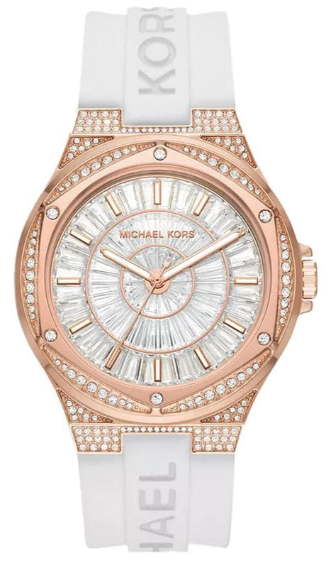 Buy Shop Michael Kors Lennox Three-Hand Crystals Dial White Silicone Strap Watch For Women - MK7248 USA Online
